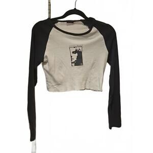Brandy Melville John Galt Long Sleeve White And Blue Top A Girl From Planet X
